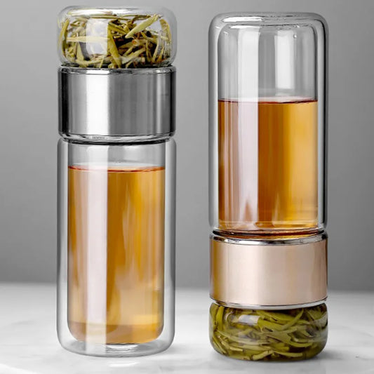 390ML Double Layered Glass Tea Bottle with Tea Filter